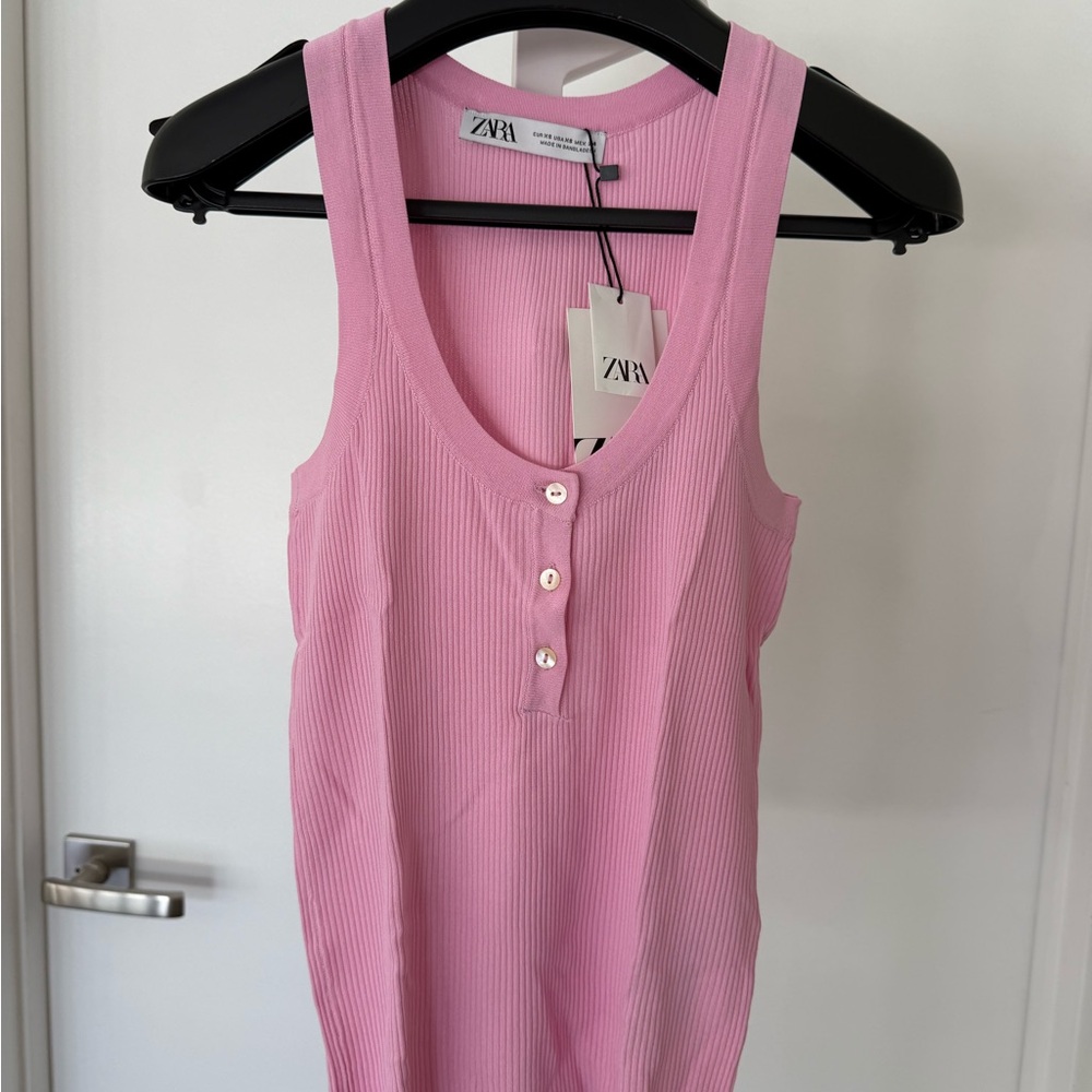 NWT ZARA Pink Ribbed Tank Top